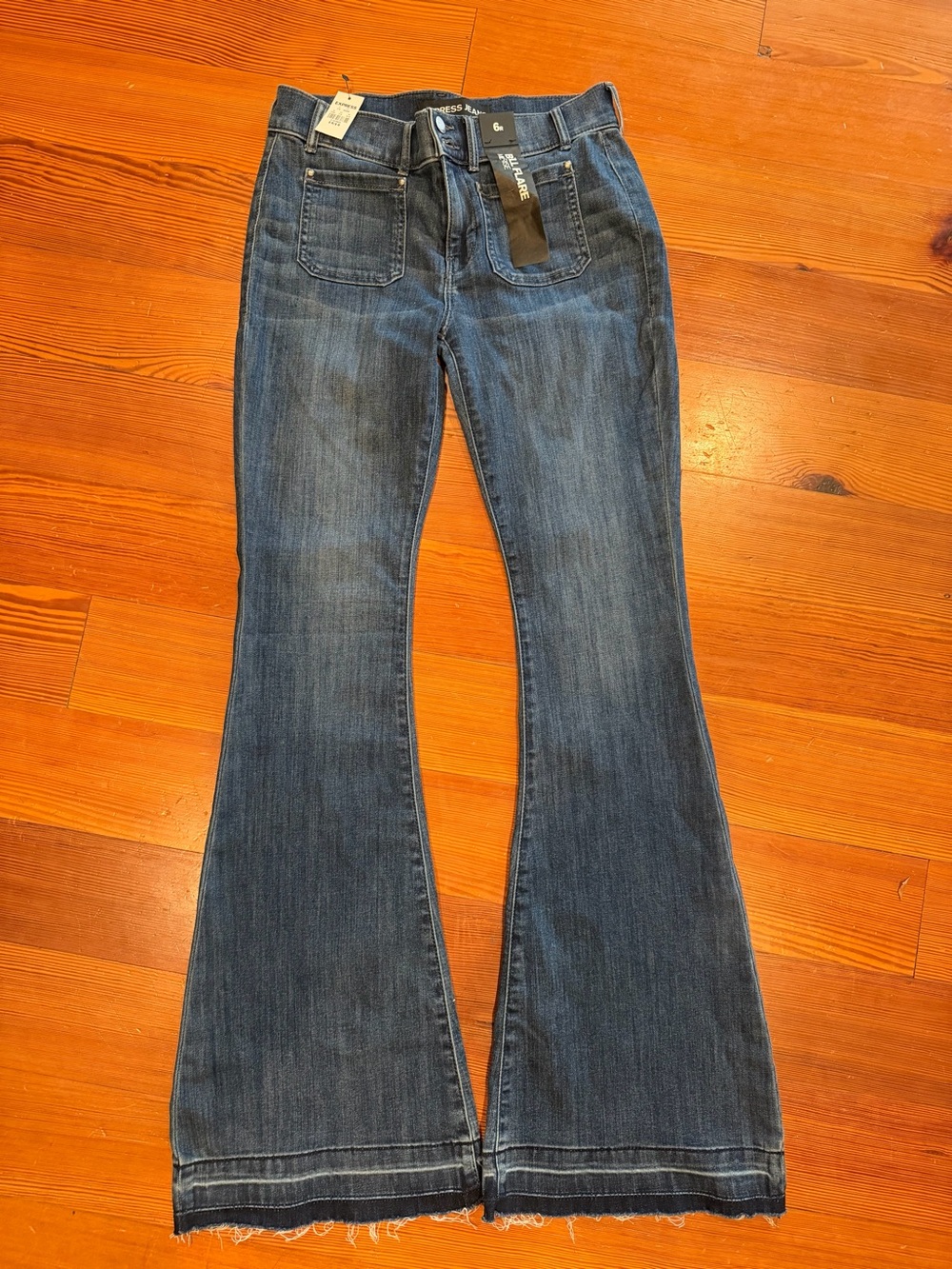 Express Dark Blue Flare Wide-Leg Jeans